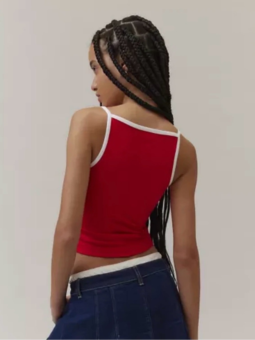 NWT BDG Urban Outfitters Romy Boatneck Cropped Tank Top in Red. Size L - Picture 3 of 10